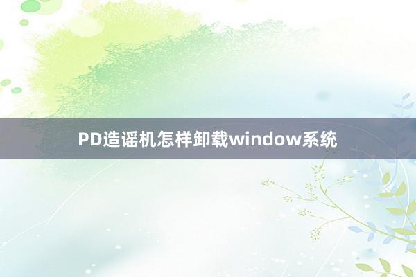 PD造谣机怎样卸载window系统