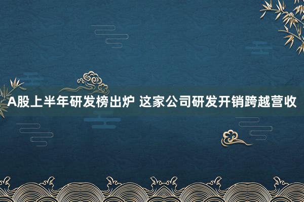 A股上半年研发榜出炉 这家公司研发开销跨越营收