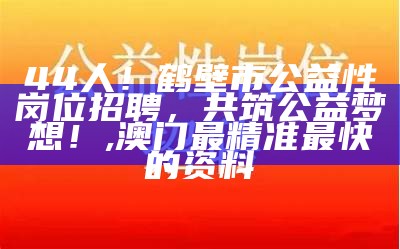 44人！鹤壁市公益性岗位招聘，共筑公益梦想！, 澳门最精准最快的资料