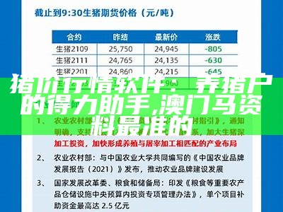 猪价行情软件：养猪户的得力助手, 澳门马资料最准的