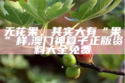 鲜无花果：不仅是甜蜜，更是健康守护神, 澳门新三码必中一免费