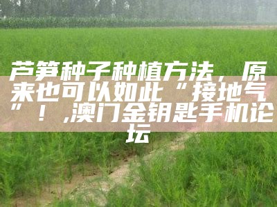 芦笋种子种植方法，原来也可以如此“接地气”！, 澳门金钥匙手机论坛