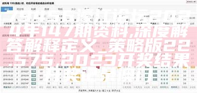 79456濠江论坛2024年147期资料,深度解答解释定义_策略版22.575, 2023开奖结果开奖记录澳门