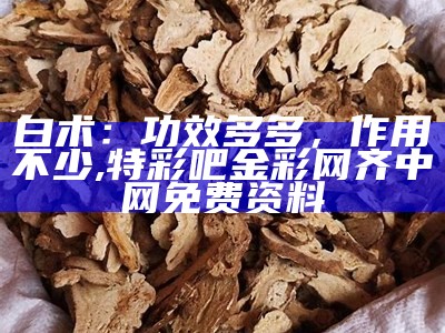 白术：功效多多，作用不少, 香港4777777最快开码