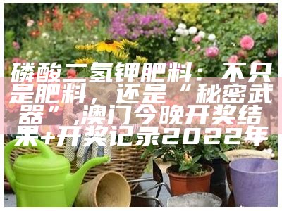 磷酸二氢钾肥料：不只是肥料，还是“秘密武器”, 澳门今晚开奖结果+开奖记录2022年