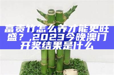 富贵竹怎么养才能更旺盛？, 2023今晚澳门开奖结果是什么