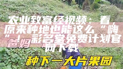 农业致富经视频：看，原来种地也能这么“嗨”！, 彩名堂免费计划官网下载