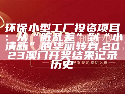 环保小型工厂投资项目：从“脏乱差”到“小清新”的华丽转身, 2023澳门开奖结果记录历史