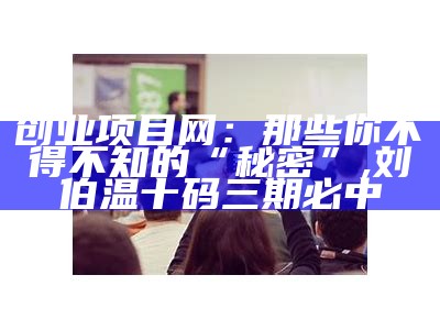 创业项目网：那些你不得不知的“秘密”, 刘伯温十码三期必中