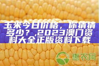 玉米今日价格，你猜猜多少？, 2023澳门资料大全正版资料下载