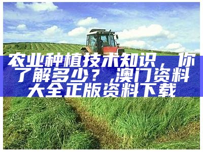 农业种植技术，其实也能很“潮”！, 澳门管家婆资料