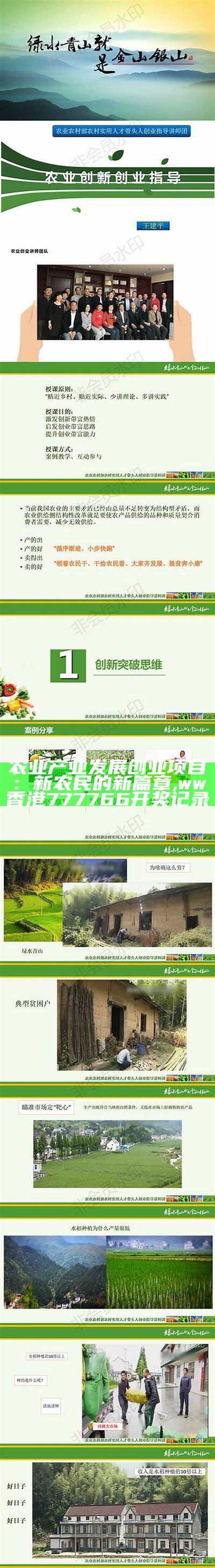 农业产业发展创业项目：新农民的新篇章, ww香港777766开奖记录